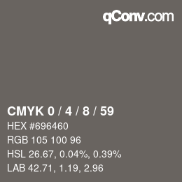 カラーコード: CMYK 0 / 4 / 8 / 59 | qconv.com