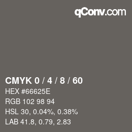 カラーコード: CMYK 0 / 4 / 8 / 60 | qconv.com