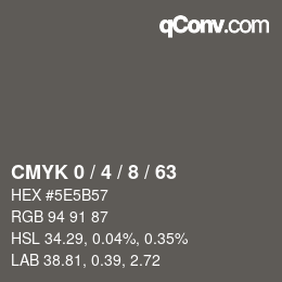 颜色代码: CMYK 0 / 4 / 8 / 63 | qconv.com