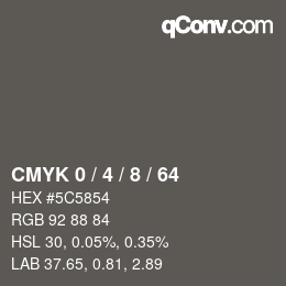 颜色代码: CMYK 0 / 4 / 8 / 64 | qconv.com