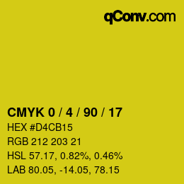 カラーコード: CMYK 0 / 4 / 90 / 17 | qconv.com