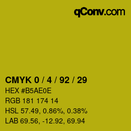 颜色代码: CMYK 0 / 4 / 92 / 29 | qconv.com