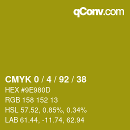 カラーコード: CMYK 0 / 4 / 92 / 38 | qconv.com