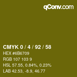 カラーコード: CMYK 0 / 4 / 92 / 58 | qconv.com