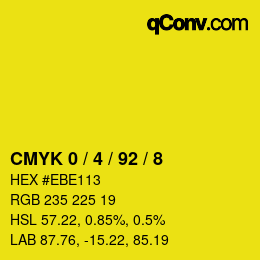 颜色代码: CMYK 0 / 4 / 92 / 8 | qconv.com