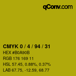 Código de color: CMYK 0 / 4 / 94 / 31 | qconv.com
