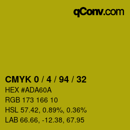 Color code: CMYK 0 / 4 / 94 / 32 | qconv.com