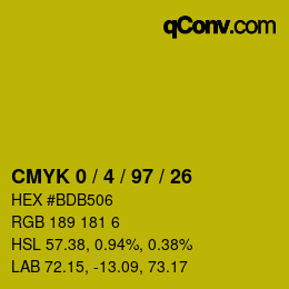 Color code: CMYK 0 / 4 / 97 / 26 | qconv.com