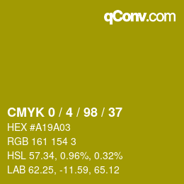 Color code: CMYK 0 / 4 / 98 / 37 | qconv.com