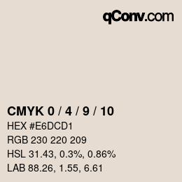 颜色代码: CMYK 0 / 4 / 9 / 10 | qconv.com