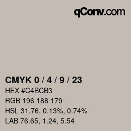 颜色代码: CMYK 0 / 4 / 9 / 23 | qconv.com