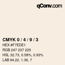 カラーコード: CMYK 0 / 4 / 9 / 3 | qconv.com