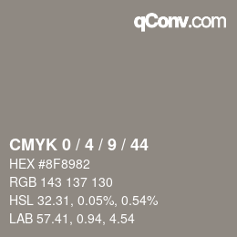 カラーコード: CMYK 0 / 4 / 9 / 44 | qconv.com