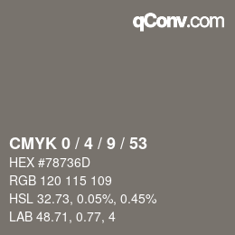 Color code: CMYK 0 / 4 / 9 / 53 | qconv.com