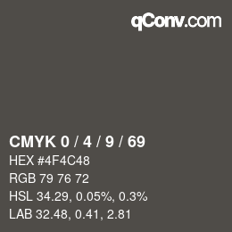 Color code: CMYK 0 / 4 / 9 / 69 | qconv.com