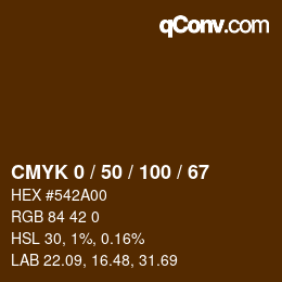 カラーコード: CMYK 0 / 50 / 100 / 67 | qconv.com