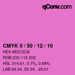 カラーコード: CMYK 0 / 50 / 12 / 10 | qconv.com