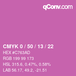 カラーコード: CMYK 0 / 50 / 13 / 22 | qconv.com