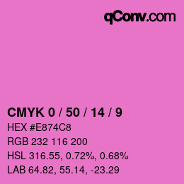 颜色代码: CMYK 0 / 50 / 14 / 9 | qconv.com