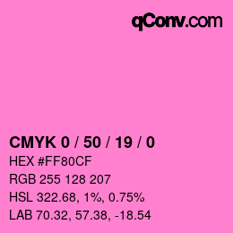 Farbcode: CMYK 0 / 50 / 19 / 0 | qconv.com