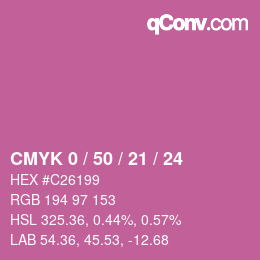 カラーコード: CMYK 0 / 50 / 21 / 24 | qconv.com
