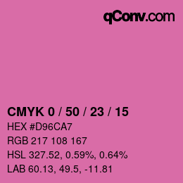 カラーコード: CMYK 0 / 50 / 23 / 15 | qconv.com
