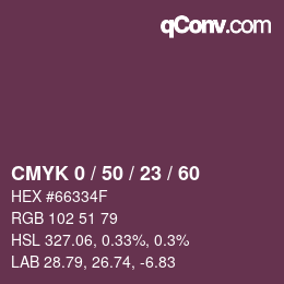 Color code: CMYK 0 / 50 / 23 / 60 | qconv.com