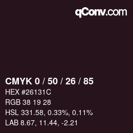 Color code: CMYK 0 / 50 / 26 / 85 | qconv.com