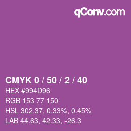 Farbcode: CMYK 0 / 50 / 2 / 40 | qconv.com