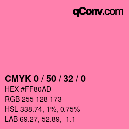 カラーコード: CMYK 0 / 50 / 32 / 0 | qconv.com