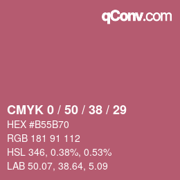 Farbcode: CMYK 0 / 50 / 38 / 29 | qconv.com