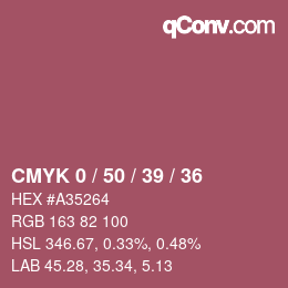 Farbcode: CMYK 0 / 50 / 39 / 36 | qconv.com