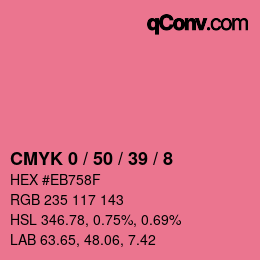 カラーコード: CMYK 0 / 50 / 39 / 8 | qconv.com