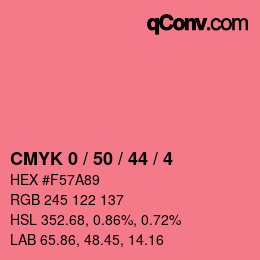 颜色代码: CMYK 0 / 50 / 44 / 4 | qconv.com