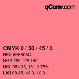 Code couleur: CMYK 0 / 50 / 45 / 0 | qconv.com