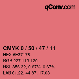 カラーコード: CMYK 0 / 50 / 47 / 11 | qconv.com