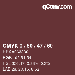 Color code: CMYK 0 / 50 / 47 / 60 | qconv.com
