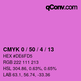 カラーコード: CMYK 0 / 50 / 4 / 13 | qconv.com