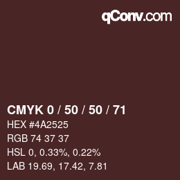 Color code: CMYK 0 / 50 / 50 / 71 | qconv.com