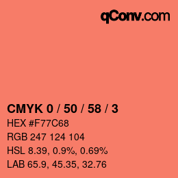 Color code: CMYK 0 / 50 / 58 / 3 | qconv.com
