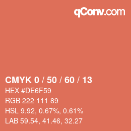 カラーコード: CMYK 0 / 50 / 60 / 13 | qconv.com