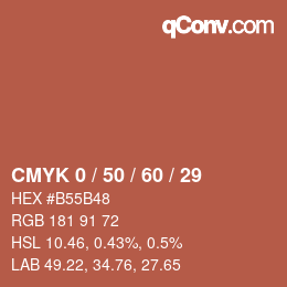 カラーコード: CMYK 0 / 50 / 60 / 29 | qconv.com