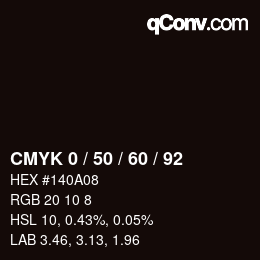 颜色代码: CMYK 0 / 50 / 60 / 92 | qconv.com