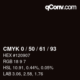Farbcode: CMYK 0 / 50 / 61 / 93 | qconv.com