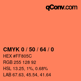 颜色代码: CMYK 0 / 50 / 64 / 0 | qconv.com