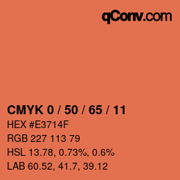 Código de color: CMYK 0 / 50 / 65 / 11 | qconv.com