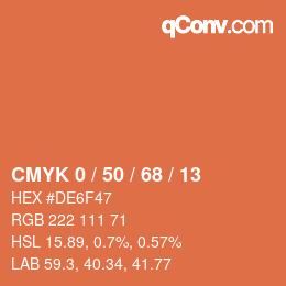 カラーコード: CMYK 0 / 50 / 68 / 13 | qconv.com