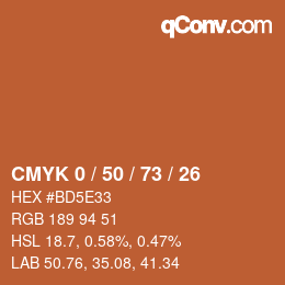 Color code: CMYK 0 / 50 / 73 / 26 | qconv.com