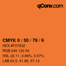 Color code: CMYK 0 / 50 / 79 / 6 | qconv.com