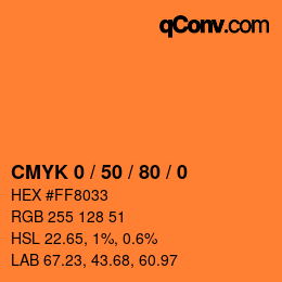 Código de color: CMYK 0 / 50 / 80 / 0 | qconv.com